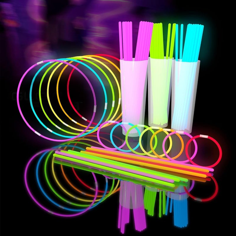 Glow Fever 209pcs Glow Sticks Bulk Party Pack includes 100 8"" Glow Sticks and 109 Accessories  with bonus connectors for glow sphere and eye glasses  for Party Festivals Rave Halloween - Image 1